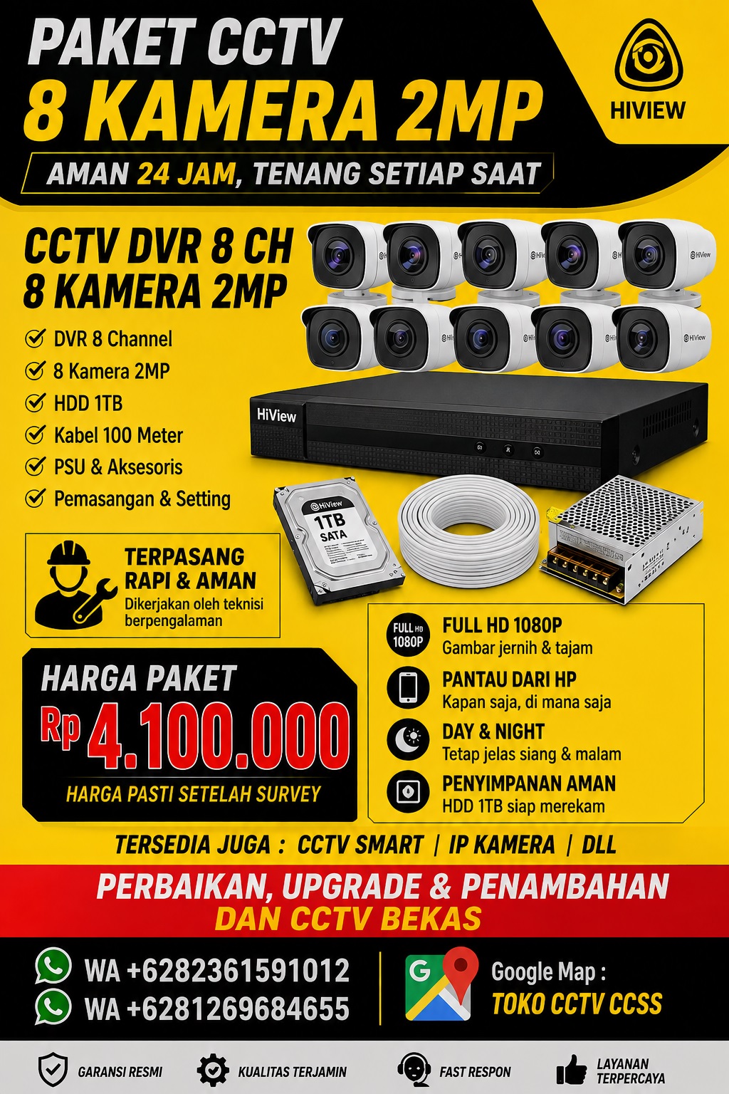cctv 8 ch 8 kamera 2mp